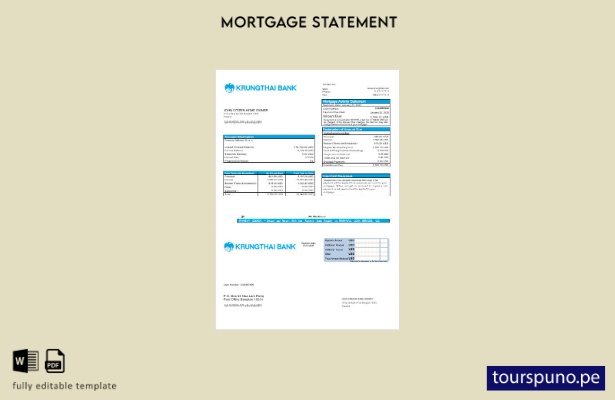 listo para imprimir el extracto de hipoteca del banco Krungthai de Tailandia en 